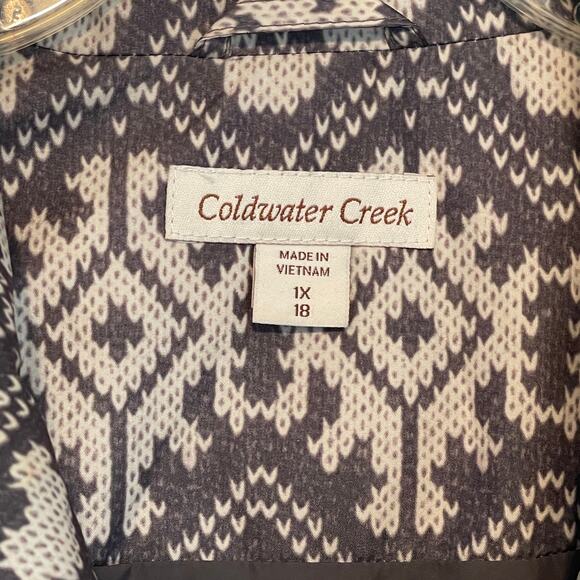 Coldwater Creek Fair Isle Quilted Zip Vest Women's Size 1X Gray Full Zip Jacket - Picture 5 of 7